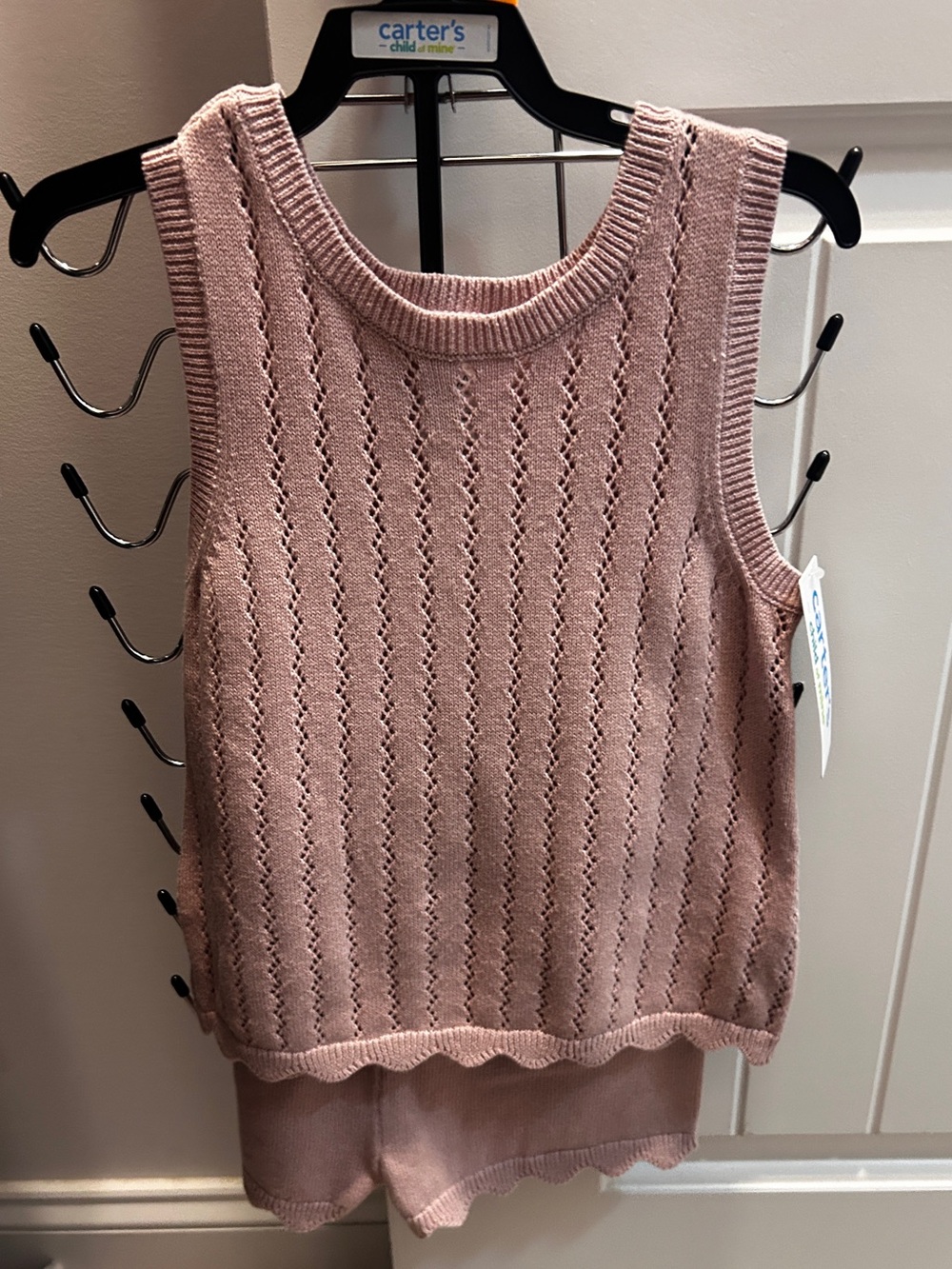 Carter's Toddler Girl Pink Knit Tank & Shorts Set, mauve pink 5T